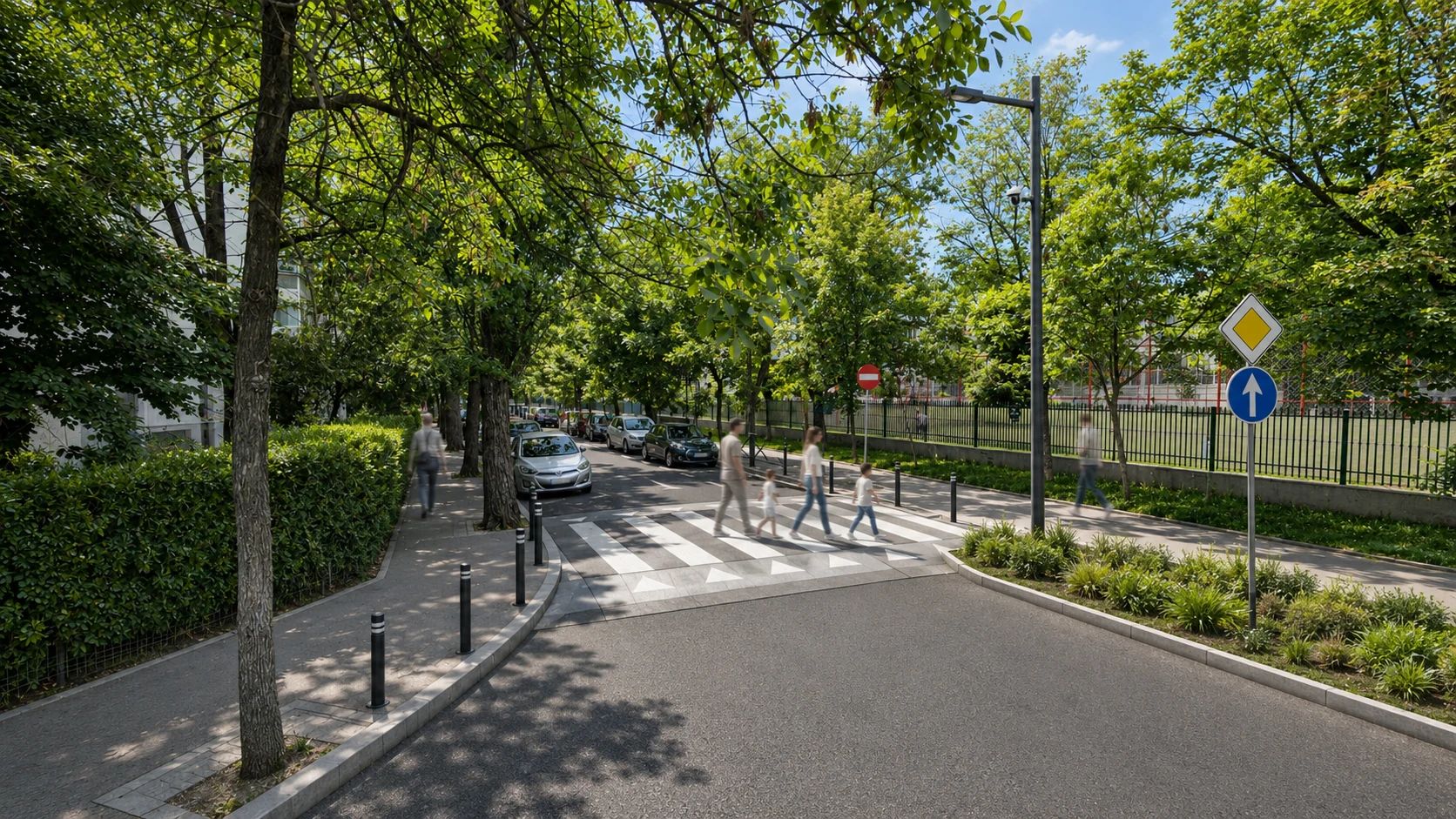 Vizualizare conceptuală a străzii din dreptul Liceului Teoretic Jean Monnet.